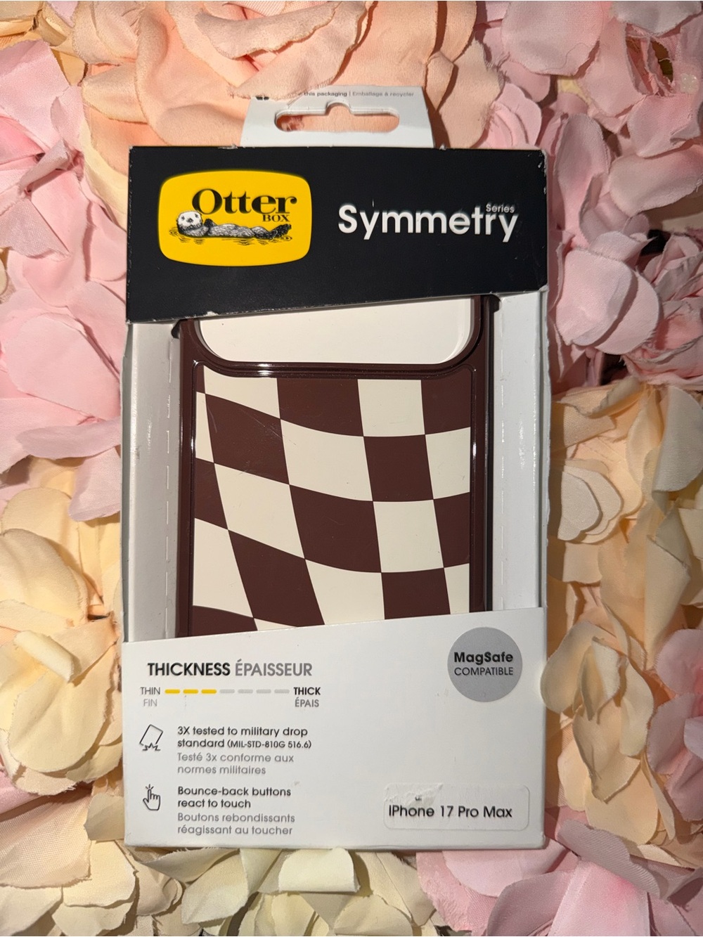 OtterBox Symmetry Series iPhone 17 Pro Max Case - Brown and Cream Checkered